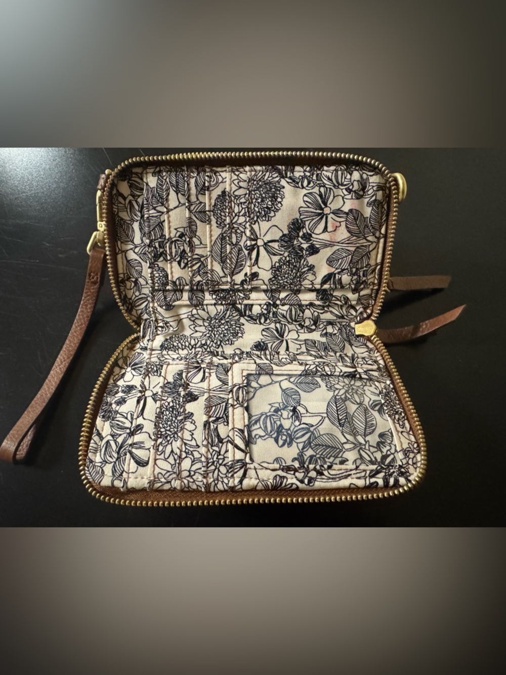 Vera Bradley Brown Leather Wristlet Wallet - Picture 7 of 9
